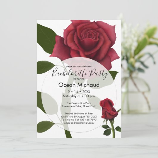 Invitation Roses rouges peintes | Blanc (Debout devant)