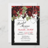 Invitation Roses rouges profondes - Fête des mariées (Devant)