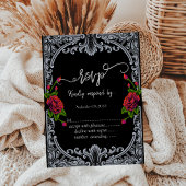 Invitation Roses rouges, Rayures gothiques RSVP