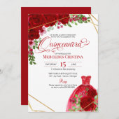 Invitation Roses rouges & Robe de Parties scintillant Glamour (Devant / Derrière)