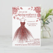 Invitation Roses rouges robe parties scintillant rouge Quince (Debout devant)