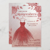 Invitation Roses rouges robe parties scintillant rouge Quince (Devant / Derrière)