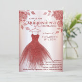 Invitation Roses rouges robe parties scintillant rouge Quince (Debout devant)