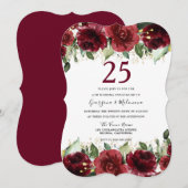 Invitation Roses Rouges Romantiques 25ème Anniversaire de Mar (Devant / Derrière)