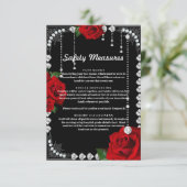 Invitation Roses Rouges Romantiques Et Diamants Mesures De Sé (Debout devant)