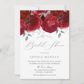 Invitation Roses Rouges Romantiques Fête des mariées feuille  (Devant)