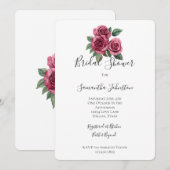 Invitation Roses rouges romantiques Fête des mariées florale (Devant / Derrière)