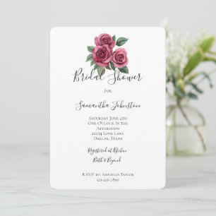 Invitation Roses rouges romantiques Fête des mariées florale