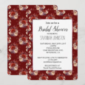 Invitation Roses rouges romantiques Fête des mariées florale (Devant / Derrière)