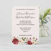 Invitation Roses rouges romantiques Floral Blush Mariage rose (Debout devant)