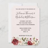 Invitation Roses rouges romantiques Floral Blush Mariage rose (Devant)