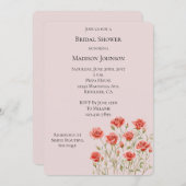 Invitation Roses rouges romantiques roses rousses (Devant / Derrière)