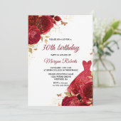 Invitation Roses rouges Roses étincelantes 30e fête d'anniver (Debout devant)