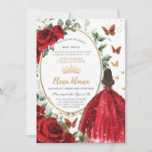 Invitation Roses Rouges Roses Florales Robe Quinceañera Dama  (Devant)