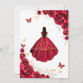 Invitation Roses rouges Roses robe or blanc Quinceanera (Dos)