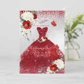 Invitation Roses Rouges Roses Rouges Roses Quinceanera Robe (Debout devant)