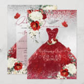 Invitation Roses Rouges Roses Rouges Roses Quinceanera Robe (Devant / Derrière)