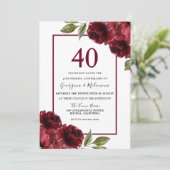 Invitation Roses rouges rubis romantiques 40e anniversaire de (Debout devant)