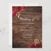 Invitation Roses rouges rustiques intemporelles et mariage à (Devant)