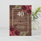 Invitation Roses rouges rustiques romantiques 40e anniversair (Debout devant)