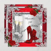 Invitation Roses Rouges Silver Chaussures haute talon N'impor (Devant / Derrière)