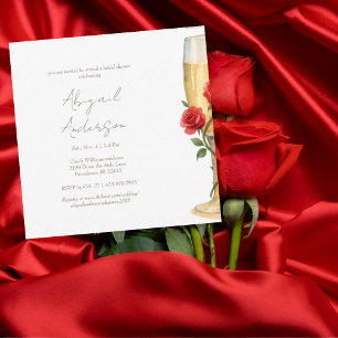 Invitation Roses Rouges sur Carré de Champagne Enterrement de