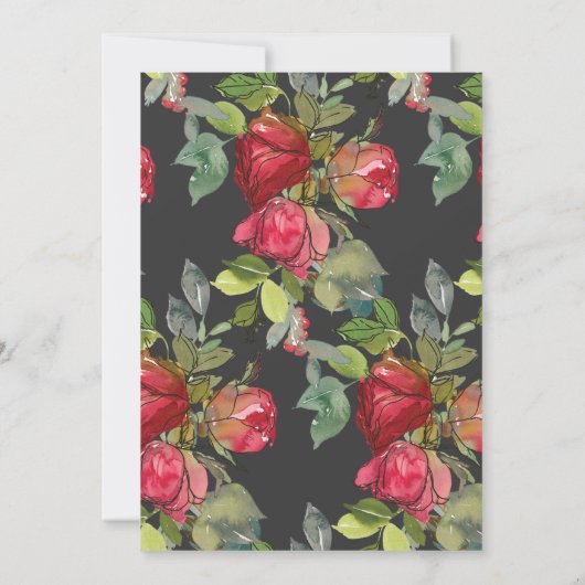 Invitation Roses rouges sur Mariage chrétien élégant noir (Dos)