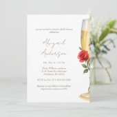 Invitation Roses rouges sur une douche de mariée au champagne (Debout devant)