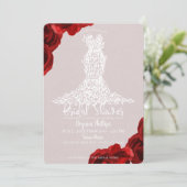 Invitation Roses rouges taupe Robe à feuilles blanches Baby S (Debout devant)