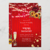 Invitation Roses rouges tournesol parties scintillant légère  (Devant / Derrière)