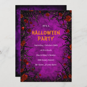 Invitation Roses rouges Vins noirs Parchemin pourpre Hallowee