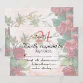 Invitation Roses rouges Vintage 21 Anniversaire (Devant / Derrière)