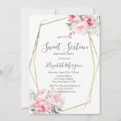 Invitation Roses Rougissantes Cadre Doré Sweet 16 (Devant)