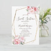 Invitation Roses Rougissantes Cadre Doré Sweet 16 (Debout devant)