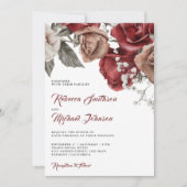 Invitation Roses rustiques de Bourgogne Tout en Un Code QR Ma (Devant)