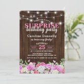 Invitation Roses Rustiques Florales Lumières Anniversaire (Debout devant)