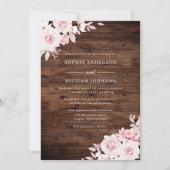 Invitation Roses Rustiques Rose Bois Blush FlorMariage (Devant)