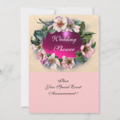 Invitation Roses SAUVAGES AVEC RIBBON ROSE, Métal D'Or MONOGR (Dos)