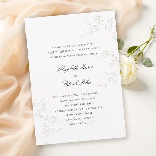 Invitation Roses sauvages blanches délicates mariage moderne