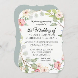 Invitation Roses sauvages de feuillage d'aquarelle élégante