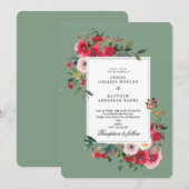 Invitation Roses sauvages et Basil Vert (Devant / Derrière)