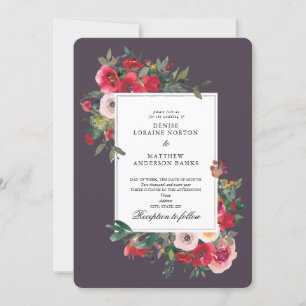 Invitation Roses sauvages et couleur prune parfaite