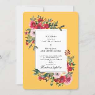 Invitation Roses sauvages et jaune narcisse