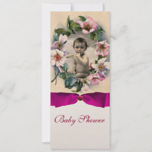 Invitation Roses SAUVAGES ET MODÈLE PHOTO DE BABY SHOWER ROSE