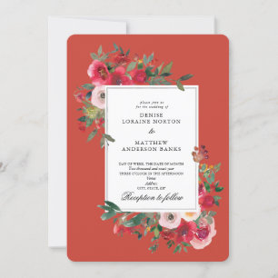 Invitation Roses sauvages et rouge de Poinciana