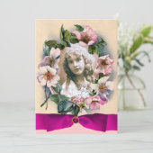 INVITATION ROSES SAUVAGES ET RUBAN ROSE POUR SUCRÉE 16 ANS GA (Debout devant)