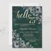 Invitation Roses Sombres Vert 75e Anniversaire (Devant)