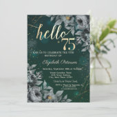 Invitation Roses Sombres Vert 75e Anniversaire (Debout devant)