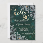 Invitation Roses Sombres Vert 80e Anniversaire (Devant)