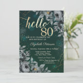 Invitation Roses Sombres Vert 80e Anniversaire (Debout devant)
